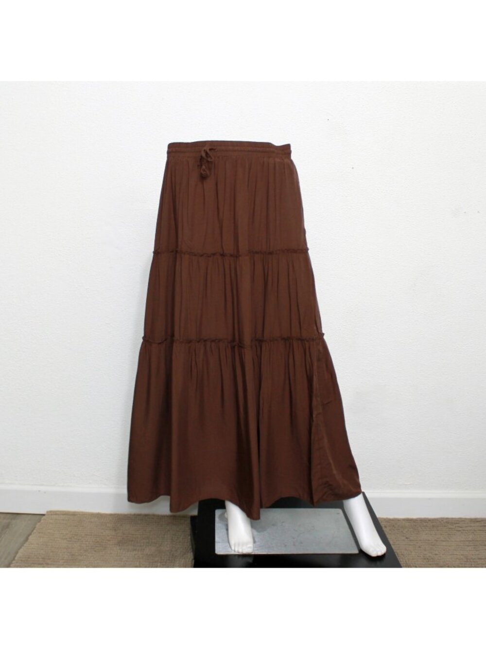 HAEOF Womens Summer Flowy Boho Maxi Skirt Elastic High Waist A Line Pleated Tier